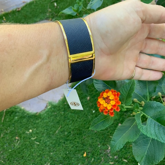 Tory Burch Logo Blue/gold Bangle Bracelet - Picture 7 of 11